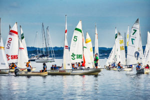 Chatham, Summit and Perth Amboy High School Sailing Teams out on Raritan Bay in Perth Amboy