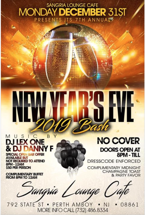 New Years Eve at Sangria Lounge Perth Amboy 2019