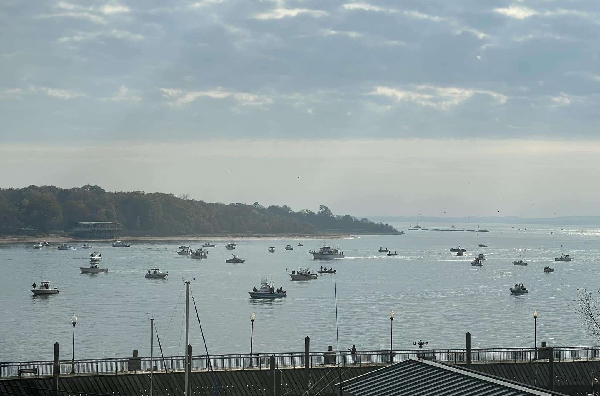 Boats Crowd Raritan Bay for Striper Fishing Perth Amboy Now