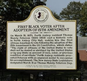Black History trail marker in Perth Amboy