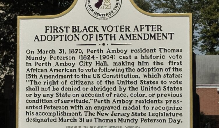 Black History trail marker in Perth Amboy